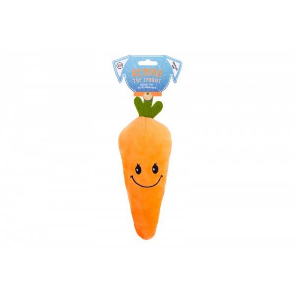 Kenny the Carrot Plush Dog Toy with Squeaker