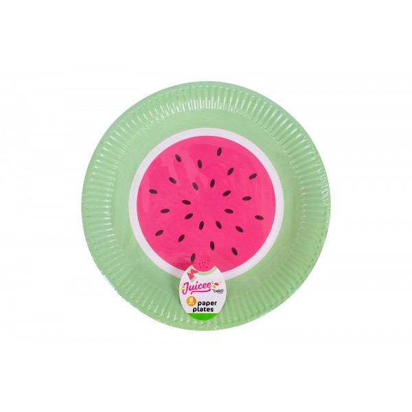Pack of Eight Watermelon Paper Plate 23cm