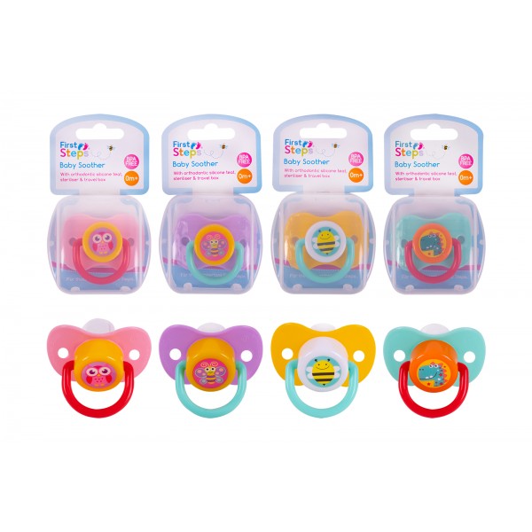 Soother with Steriliser Box Four Assorted Designs