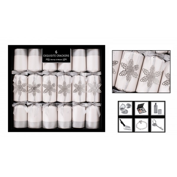 Harvey & Mason EXQUISITE SILVER SNOWFLAKE CRACKERS 6 PACK
