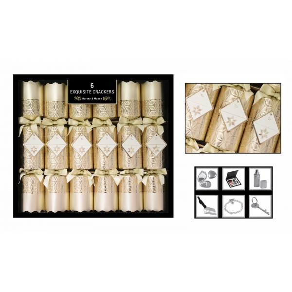 Harvey & Mason EXQUISITE EMBOSSED GOLD CRACKERS 6 PACK