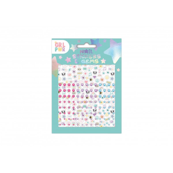 GRL PWR KIDS NAIL ART SELF ADHESIVE STICKERS WITH GEMS