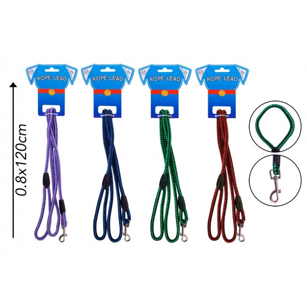 World of pets ROPE DOG LEAD 1.2M 4 ASSORTED COLOURS