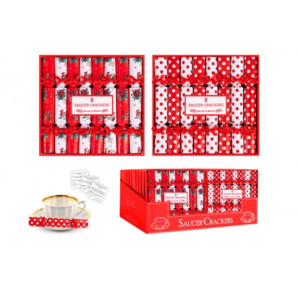 8 RED & WHITE SAUCER CRACKERS