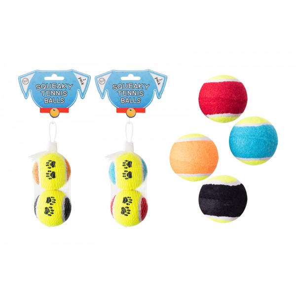 SQUEAKY TENNIS BALL DOG TOY 2 PACK