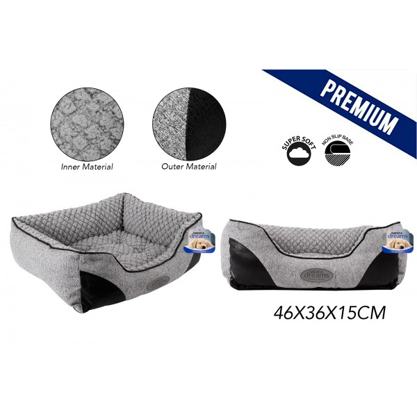 GREY PET BED CORNER PATCHES SMALL 46X36X15CM