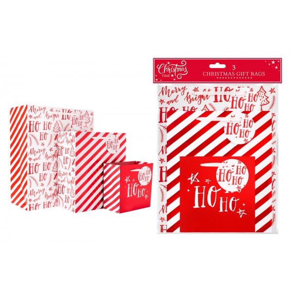 RED FOIL GIFT BAGS 3 PACK
