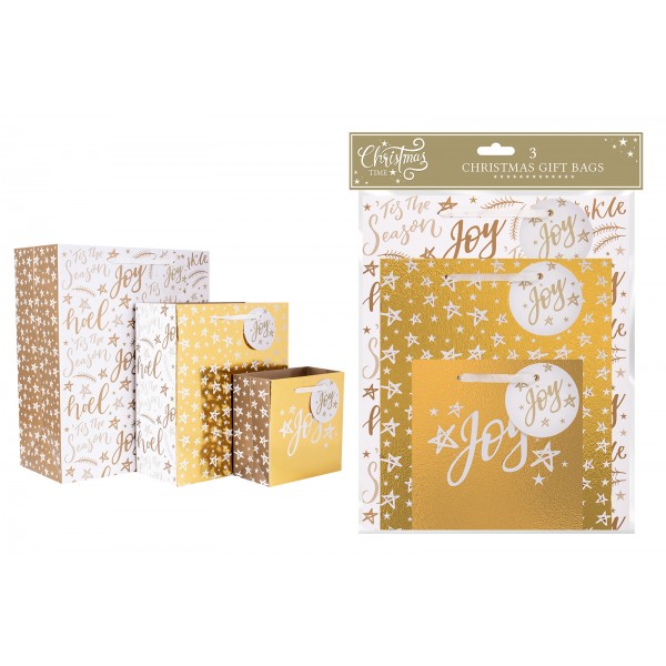 GOLD FOIL GIFT BAGS 3 PACK