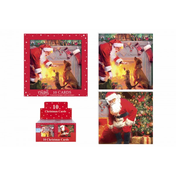 10 PACK TRADITIONAL SANTA CARDS