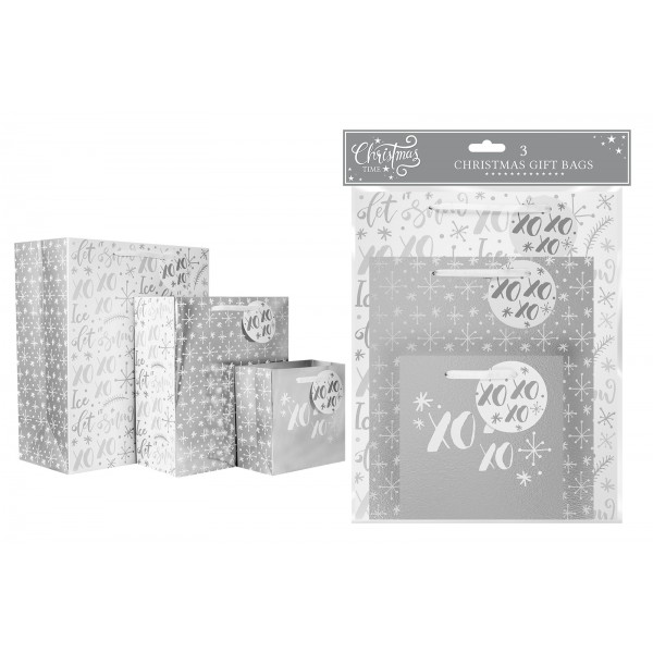 SILVER FOIL GIFT BAGS 3 PACK 