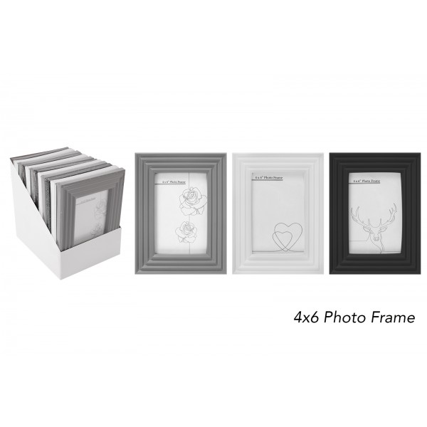 PHOTO FRAME  4 X 6" 3 ASSORTED COLOURS