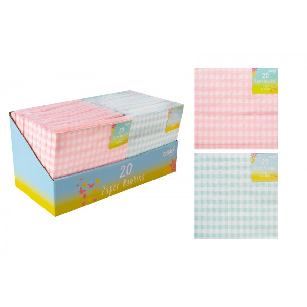 2-PLY PAPER NAPKINS 20 PACK 2 ASSORTED COLOURS