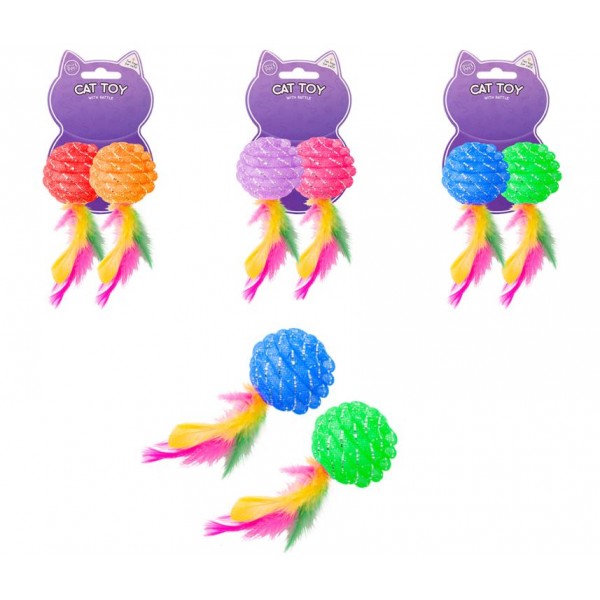 SPARKLE BALL CAT TOY 3 ASSORTED COLOUR COMBINATION