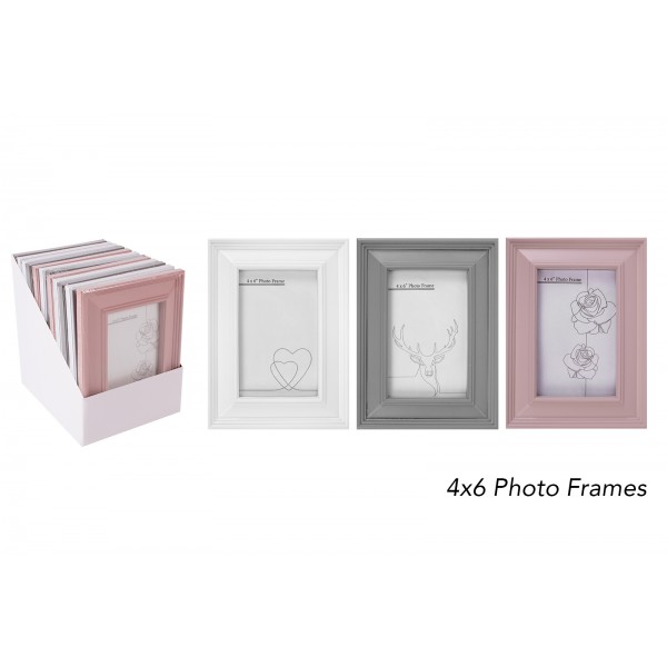 PHOTO FRAME 6X4 " 3 ASSORTED COLOURS