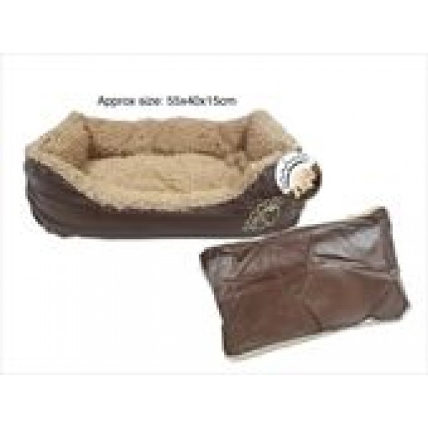 FAUX LEATHER PET BED WITH CUSHION 