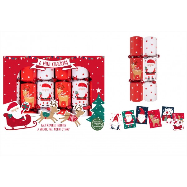 RSW Christmas 6 x 6" Mini Santa & Reindeer Crackers

