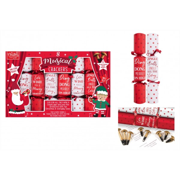RSW Christmas 8 Musical Whistle 9.5" Crackers