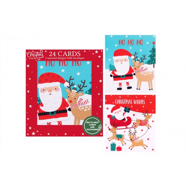 RSW Christmas 24 Pack Mini Santa & Reindeer Christmas Cards