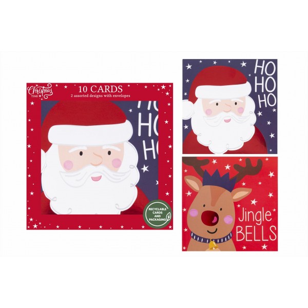RSW Christmas 10 Pack Santa & Rudolph Christmas Cards