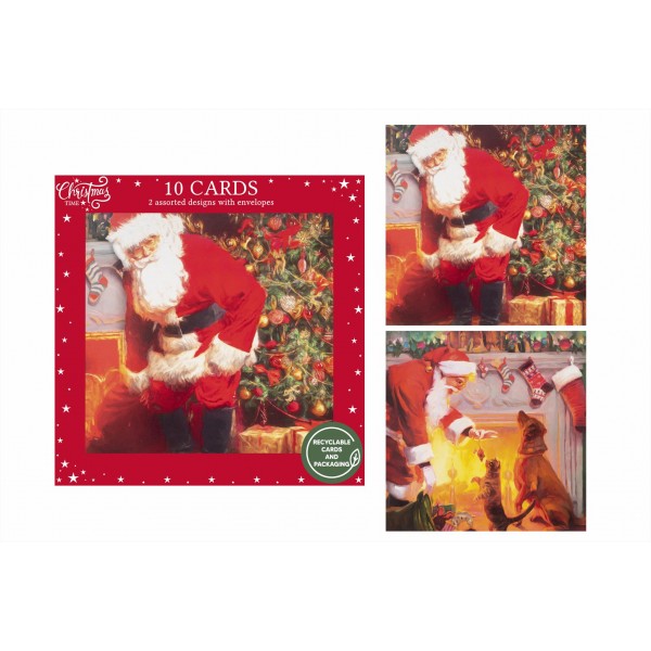 RSW Christmas 10 Pack Traditional Santa Christmas Cards