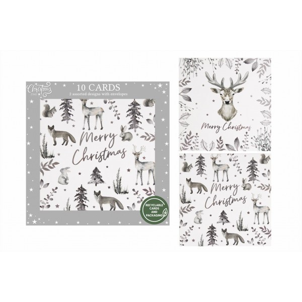 RSW Christmas 10 Pack Silver Deer Christmas Cards