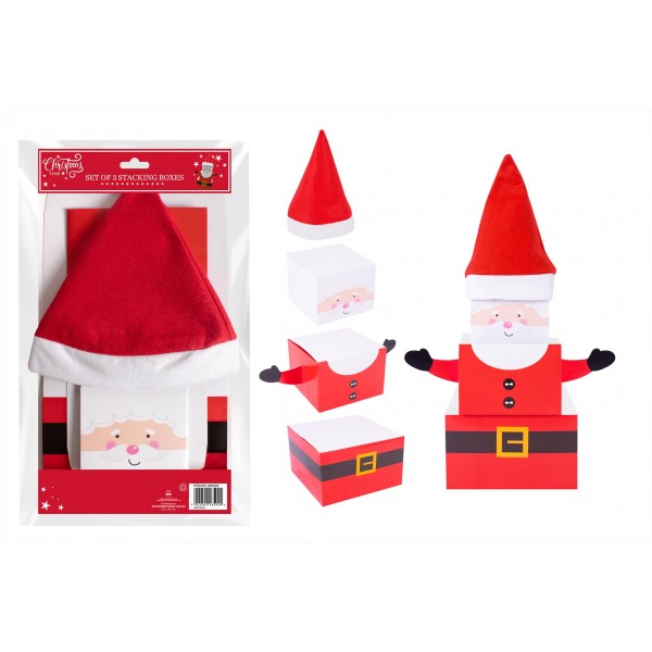 RSW Christmas Santa Stacking Gift Boxes 3 Pack