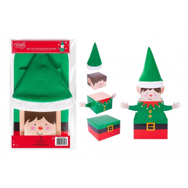 RSW Christmas Elf Stacking Gift Boxes 3 Pack
