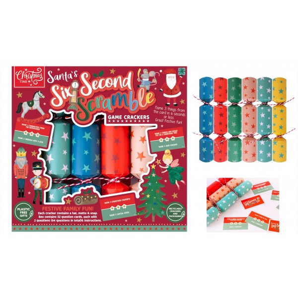 RSW Christmas 6 Game Six Second Scramble 9" Crackers