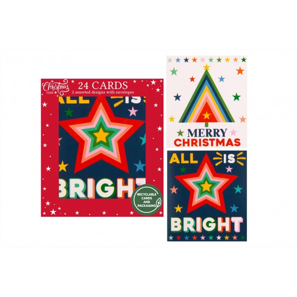 RSW Christmas 24 Mini Cards Xmas Bold - Assorted