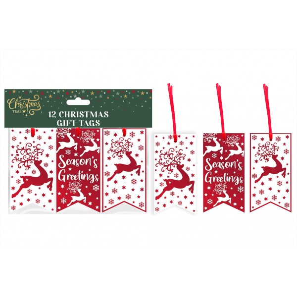 RSW Christmas Red Foil Tag Pack Of 12