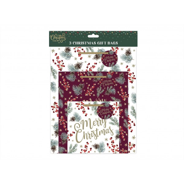 RSW Christmas Mulberry Foil Gift Bags Pack Of 3