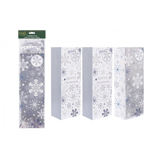 RSW Christmas Snowflake Foil Bottle Bags Pack Of 3