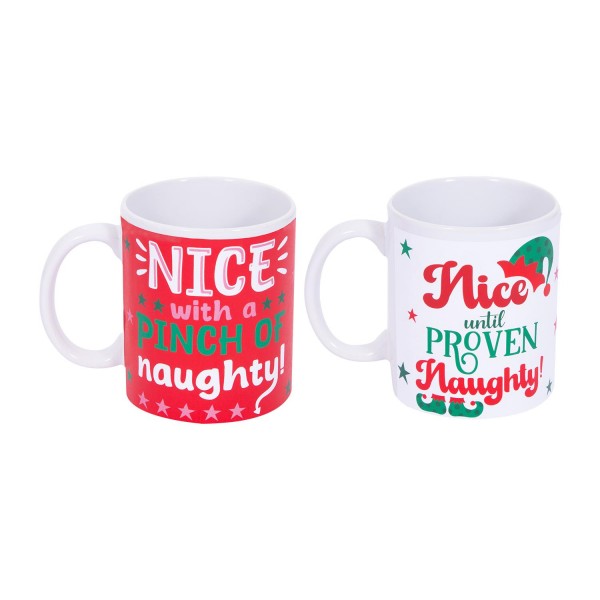 RSW Christmas Naughty & Nice X 2 Asst Mugs