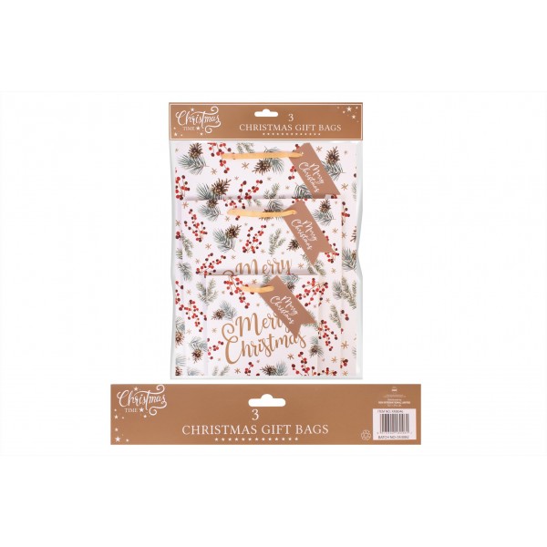 RSW Christmas 3 Pack  Eco Acorn & Berry Gift Bags