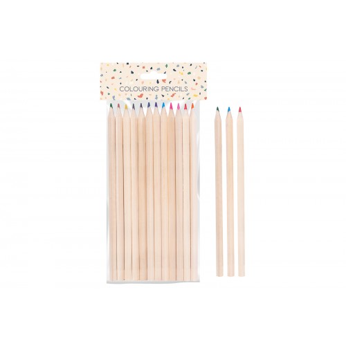 NATURAL HEX SHAPE COLOURING PENCILS 12 PACK