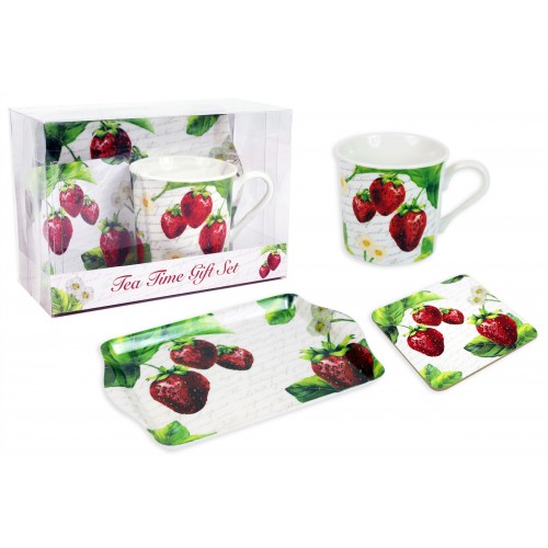Mad About Mugs Mug Tray & Coaster Set Strawberry Design