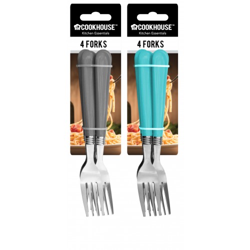 CookHouse FORKS 4 PACK 2 ASSORTED COLOURS