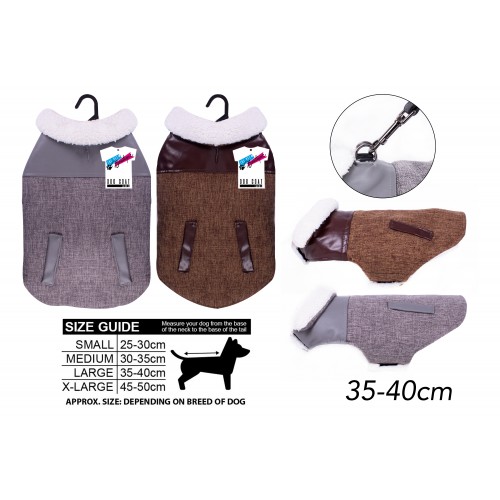 World of pets LARGE DOG COAT WITH COLLAR 2 ASSORTED COLOURS