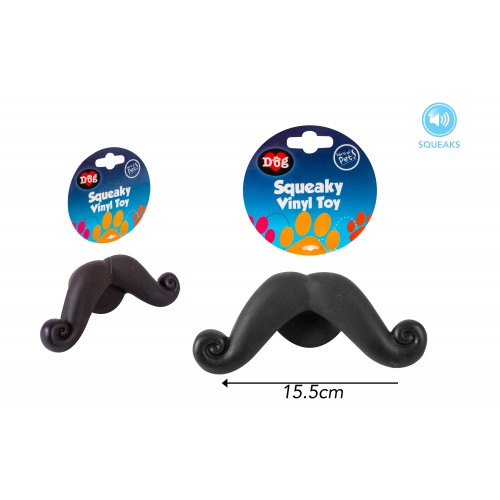 World of pets VINYL MOUSTACHE DOG TOY WITH SQUEAKER