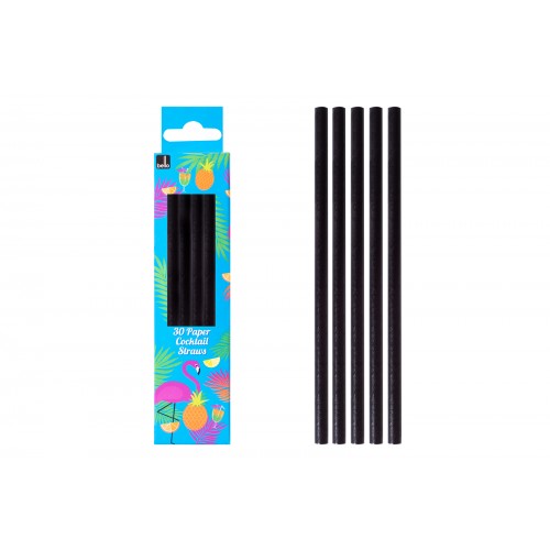 Bello PAPER COCKTAIL DRINKING STRAWS 30 PACK BLACK