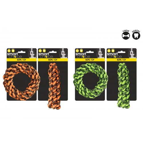 Smart Choice Braided Rope Tug Dog Toy 2 Assorted Designs