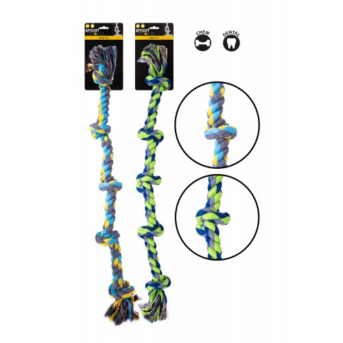 Smart Choice LARGE 5 KNOT ROPE TUG DOG TOY 2 ASSORTED COLOURS