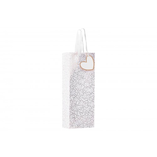 Perfect Day Gold Foil Hearts Bottle Gift Bag 13x9.5x36cm