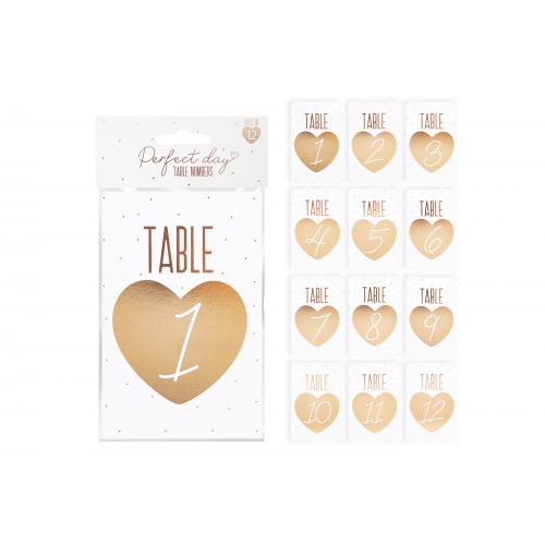 Perfect Day Gold Foil Table Numbers 12 Pack