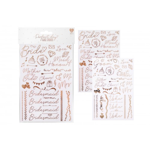 Perfect Day Gold Wedding Day Glass Stickers