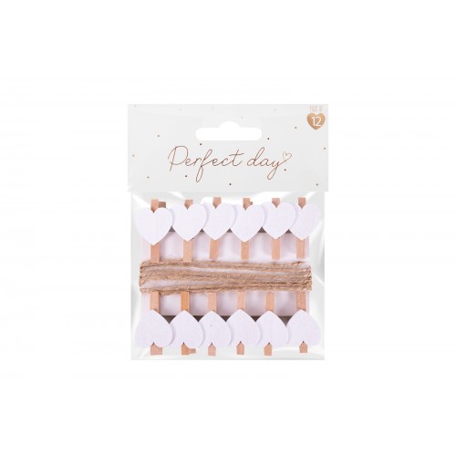 Perfect Day Heart Shaped Wooden Pegs 12 Pack