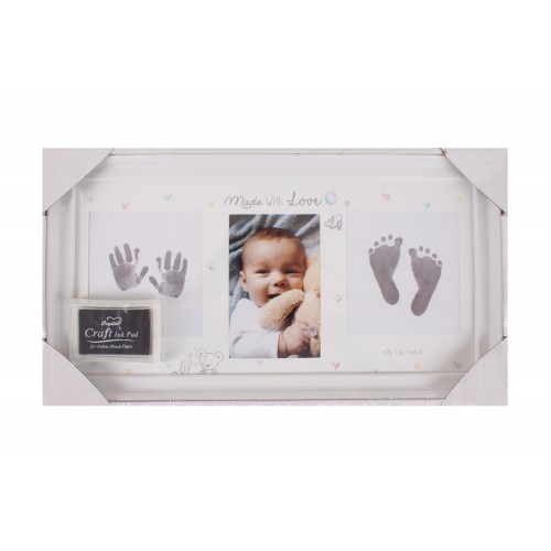 Hugs & Kisses Hand & Foot Print Photo Frame With Ink Pad