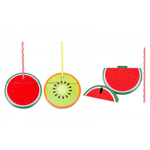 Bello NOVELTY FRUIT CUP WITH STRAW 2 ASSORTED DESIGNS