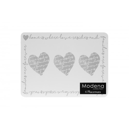 Modena Placemat 29x21.5cm 4 Pack Heart Design