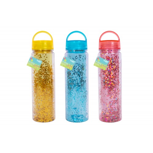 Bello Glitter Water Bottle 500ml 3 Assorted Colours